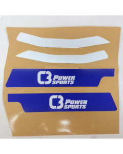 C3 Powersports Snowbike Handguard Decal Kit Blue + White Eskapemotor.ca