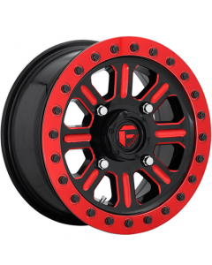 Fuel UTV Hardline D911 Gloss Black & Milled With Red Accents 15 Inch Beadlock Wheel Set Eskape.ca
